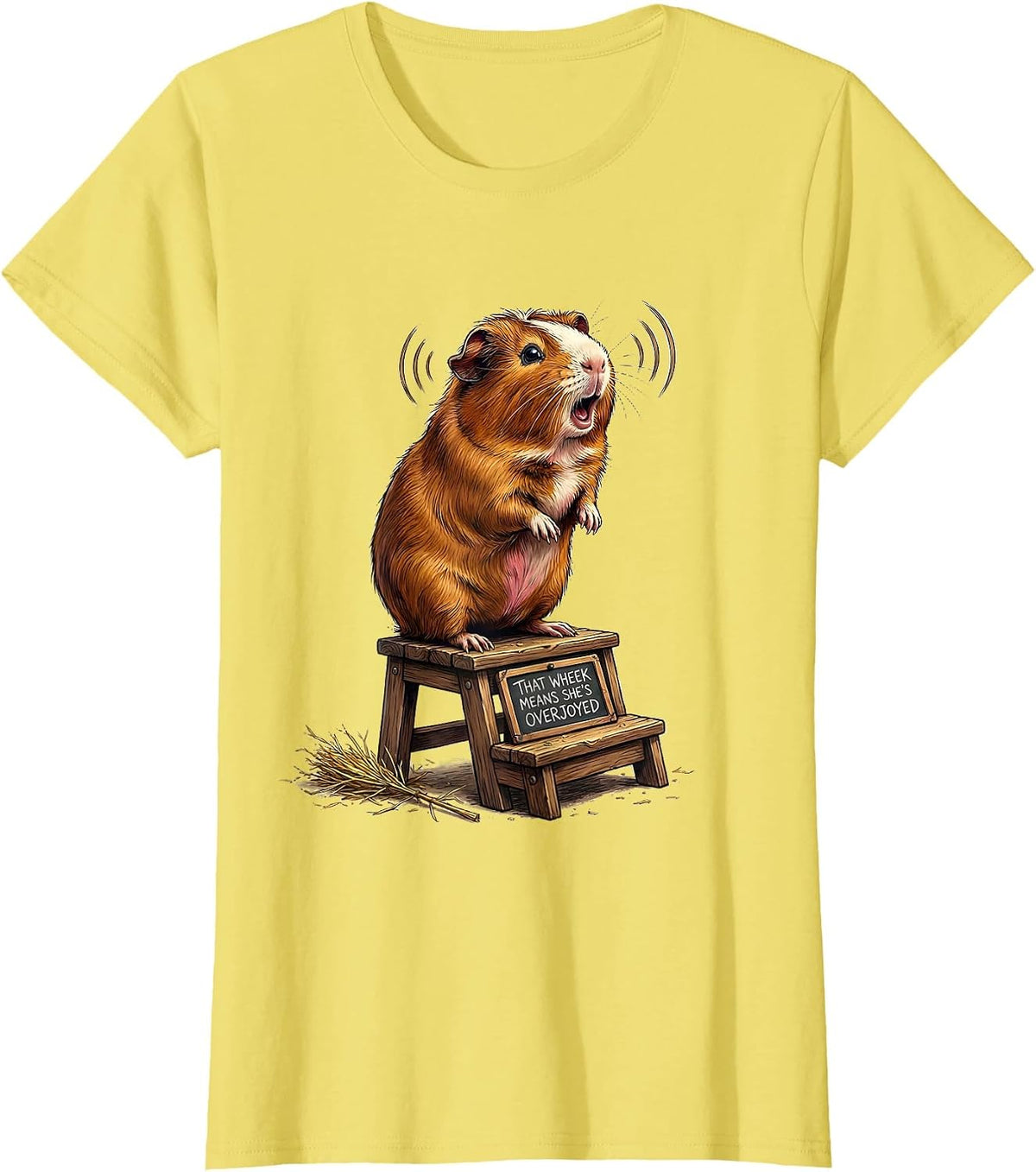 That Wheek Means She's Overjoyed Funny Guinea Pig Cavy Lover T-Shirt - Lemon Yellow