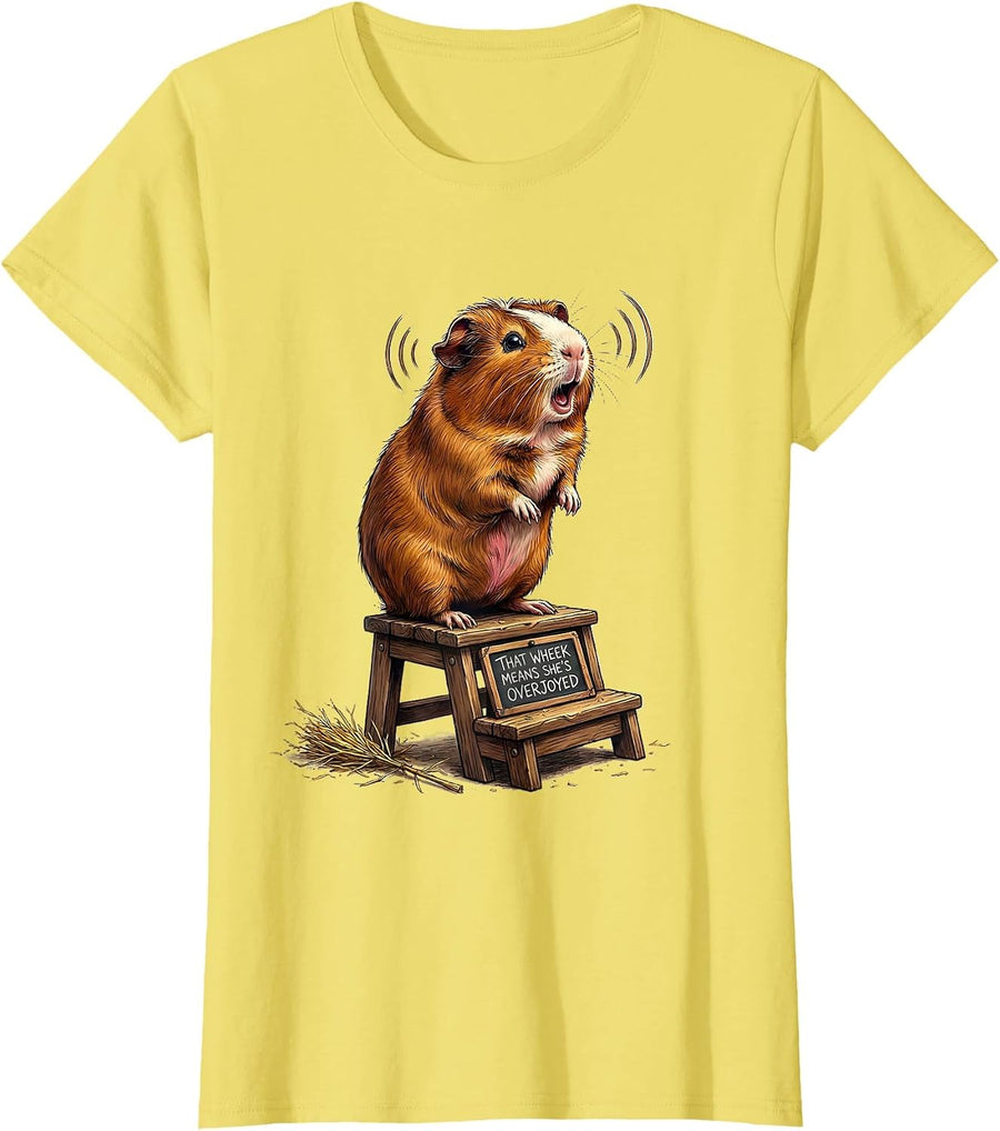 That Wheek Means She's Overjoyed Funny Guinea Pig Cavy Lover T-Shirt - Lemon Yellow