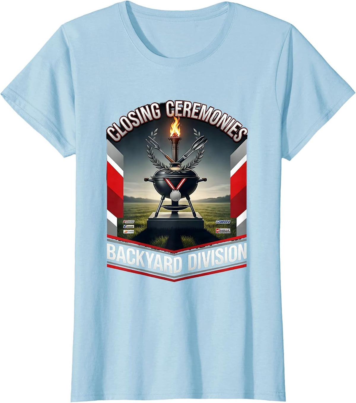 Closing Ceremonies Backyard Division Racing Grill Dad T-Shirt - Baby Blue