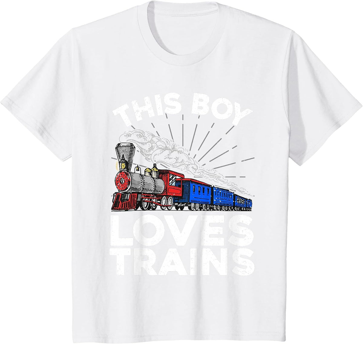 Cool Train Art for Boys Kids Toddlers Train Lovers Railroad T-Shirt - White