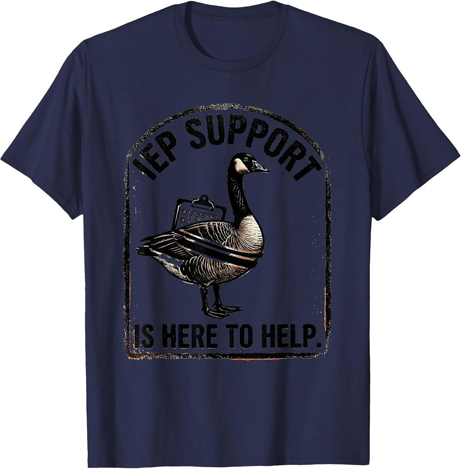 IEP Support Is Here To Help Funny Special Education Teacher T-Shirt - Navy Blue