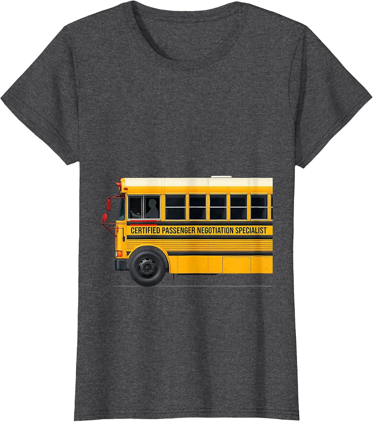 Women's Certified Passenger Negotiation Specialist Funny School Bus T-Shirt - Dark Heather Grey