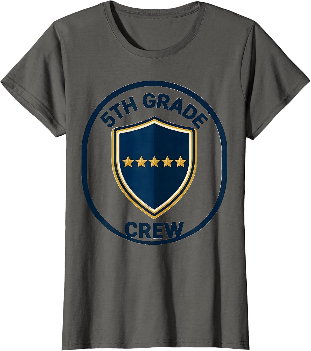 Women's 5th Grade Crew Funny Teacher Back To School Crew T-Shirt - Asphalt Grey