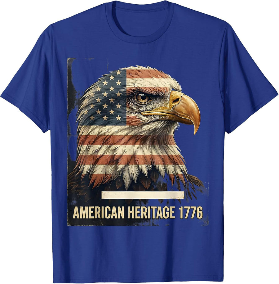 American Heritage 1776 Vintage Patriotic Eagle USA Flag 4th T-Shirt - Royal Blue