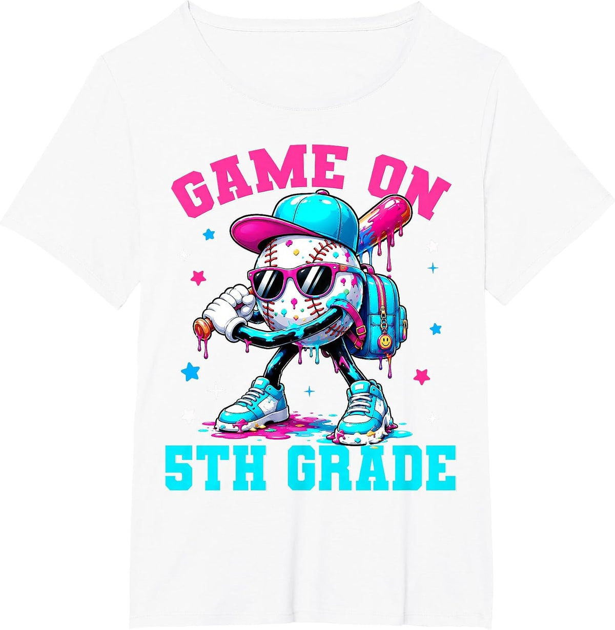 Game On 5th Grade Drip Baseball Back to School 2026 Kids Boy T-Shirt - White