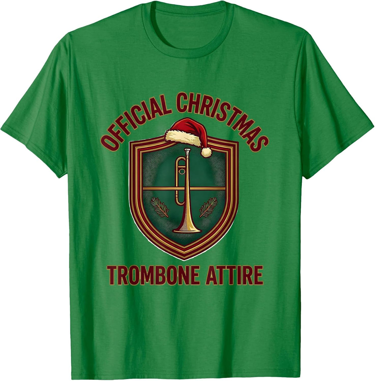 Men's Official Christmas Trombone Attire Funny Trombone Player T-Shirt - Kelly Green
