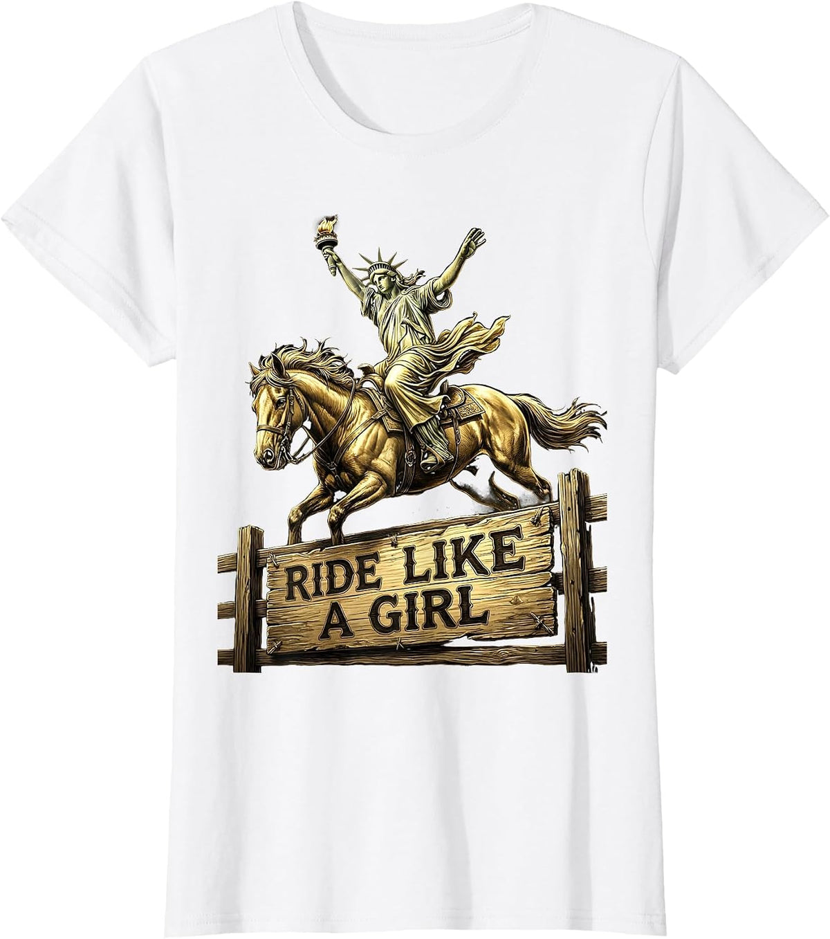 Ride Like a Girl Rodeo Cowgirl Design T-Shirt - White