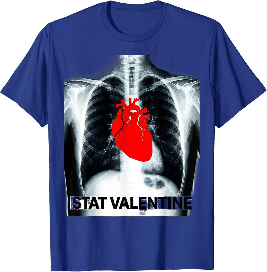 Stat Valentine Funny Radiology Tech Skeleton Humor Gift T-Shirt - Royal Blue