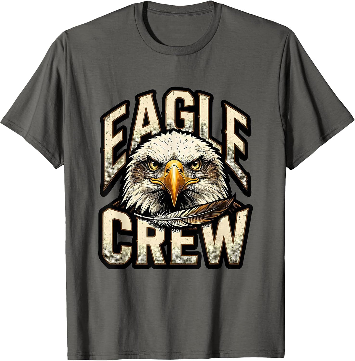 Men's Eagle Crew Bold Vintage Eagle Mascot Fan Pride Family T-Shirt - Asphalt Grey