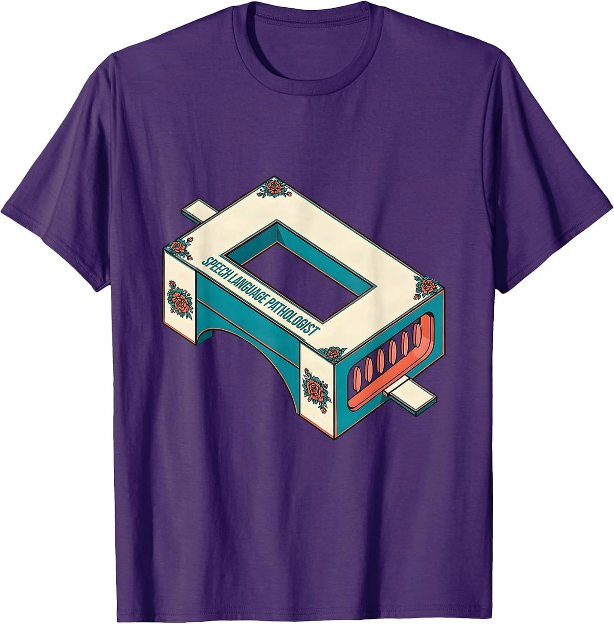 Speech Language Pathologist Retro Floral SLP Therapist T-Shirt - Purple