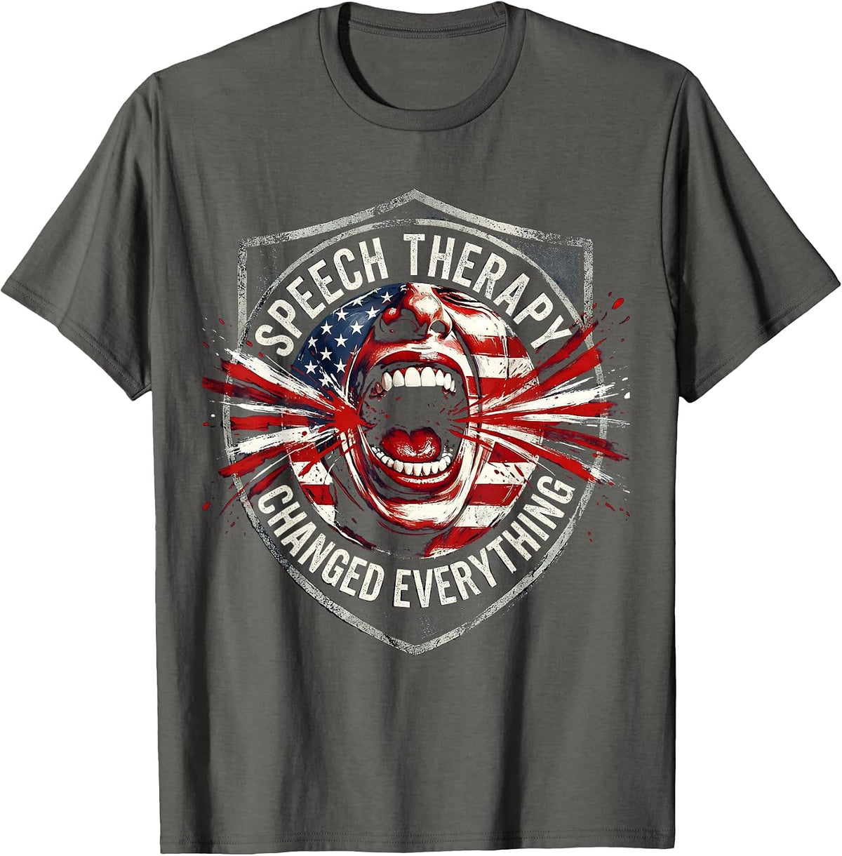 Men's Speech Therapy Changed Everything Therapist Design T-Shirt - Asphalt Grey