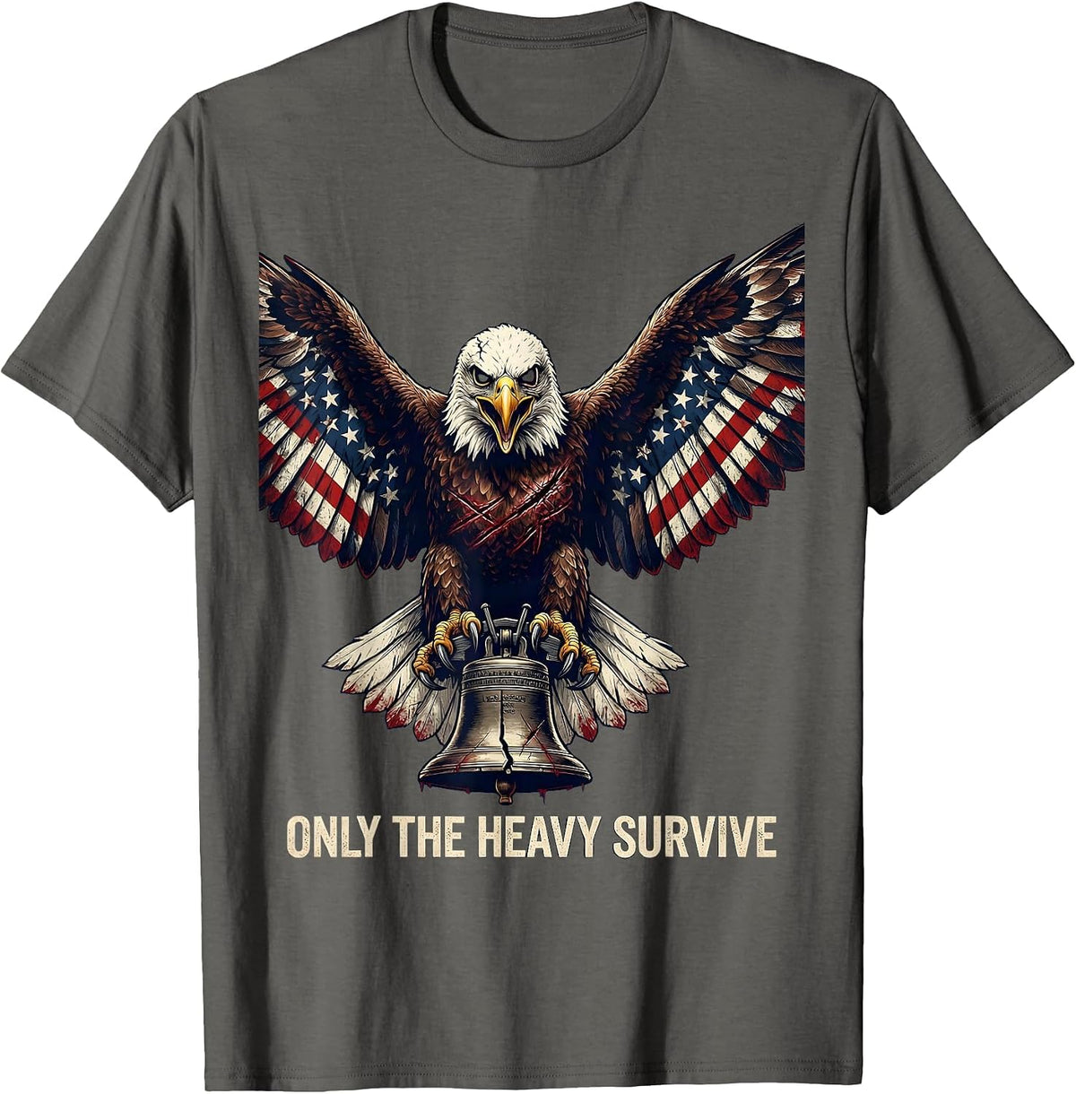 Only the Heavy Survive Death Metal Design T-Shirt - Asphalt Grey