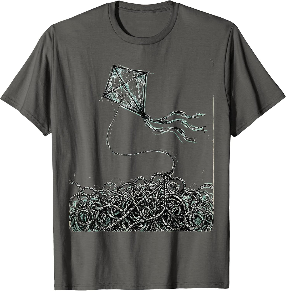 Suicide Awareness Kite Rising Above Chaos Design T-Shirt - Asphalt Grey