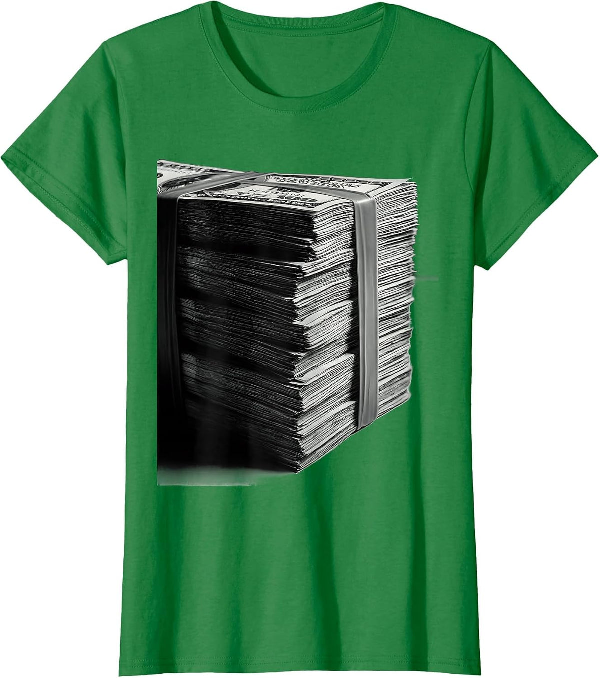 Hip Hop Stack of Cash Graphic Tee T-Shirt - Kelly Green
