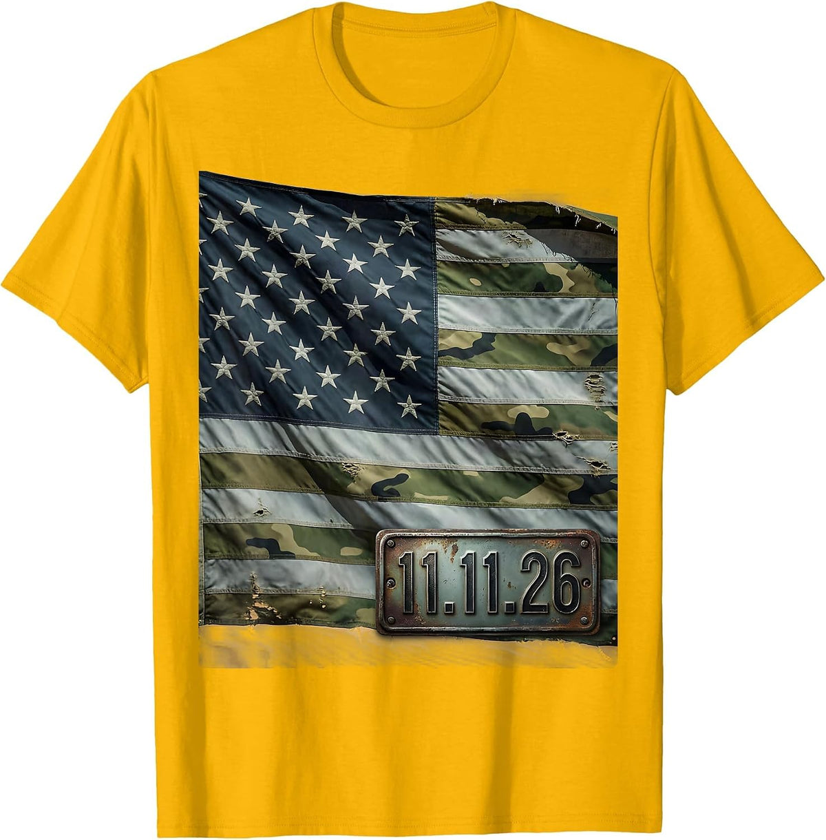 11.11.26 Vintage Military Patriotic Veteran T-Shirt - Golden Yellow