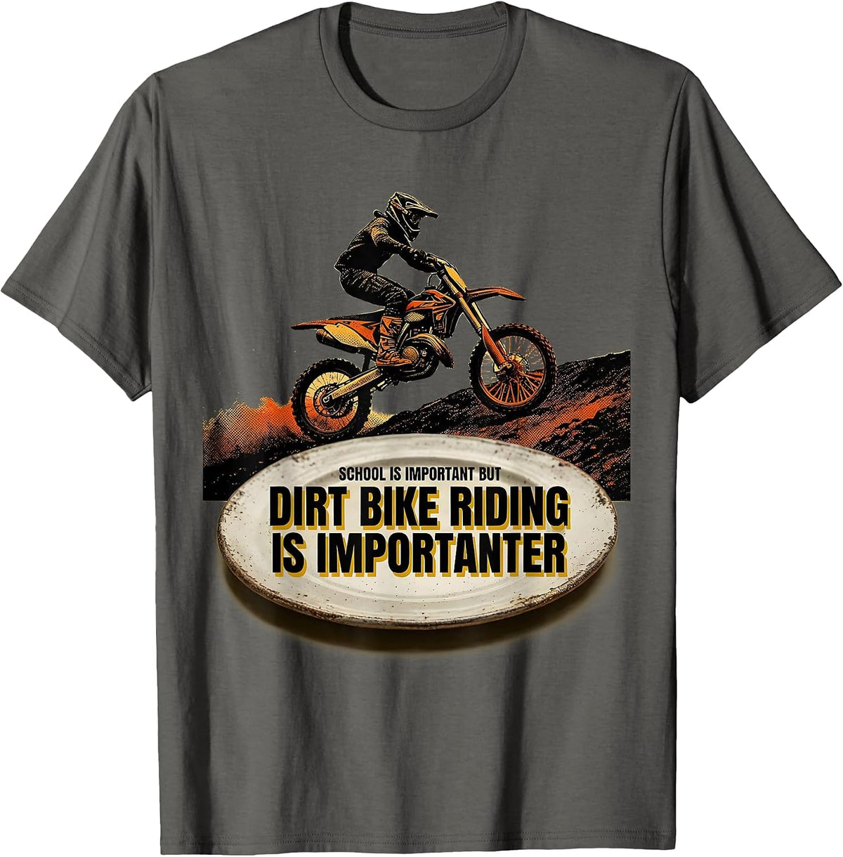 Men's School Is Important But Dirt Bike Riding Is Importanter T-Shirt - Asphalt Grey
