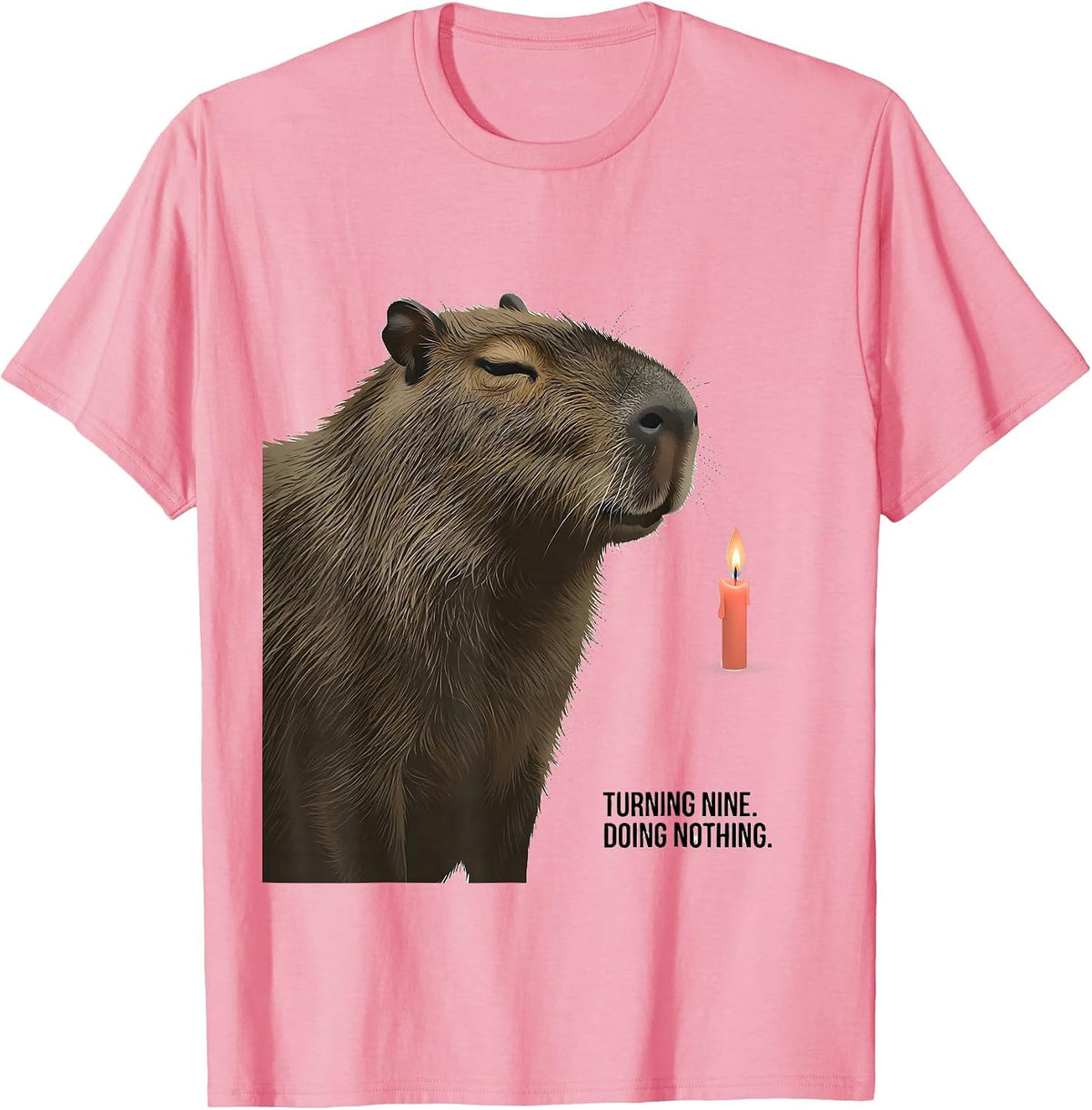 Men's Turning Nine Doing Nothing Kawaii Capybara Birthday Gift T-Shirt - Pink