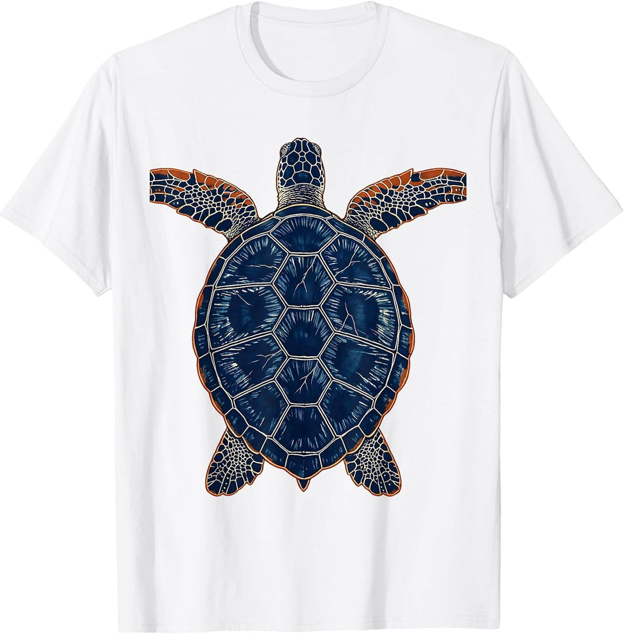 Men's Turtle Pushing Against Current Underwater Art T-Shirt - White