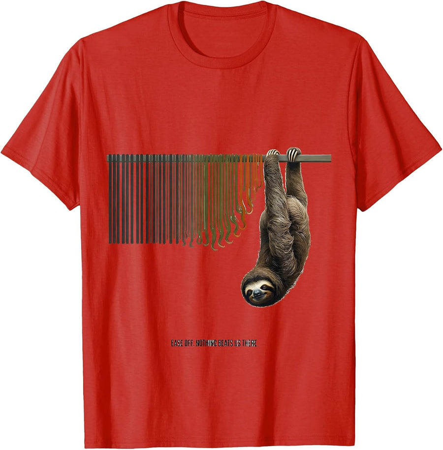 Men's Ease Off Nothing Beats Us There Funny Sloth Lover Gift T-Shirt - Red