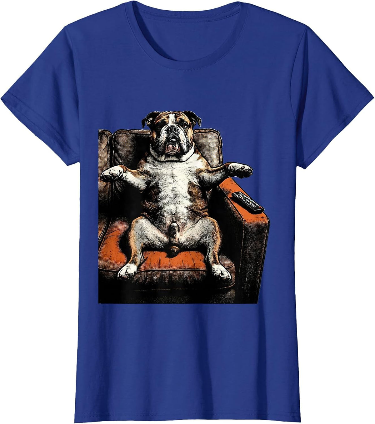 Women's Bull Terrier Belly Rub Funny Dog Meme T-Shirt - Royal Blue