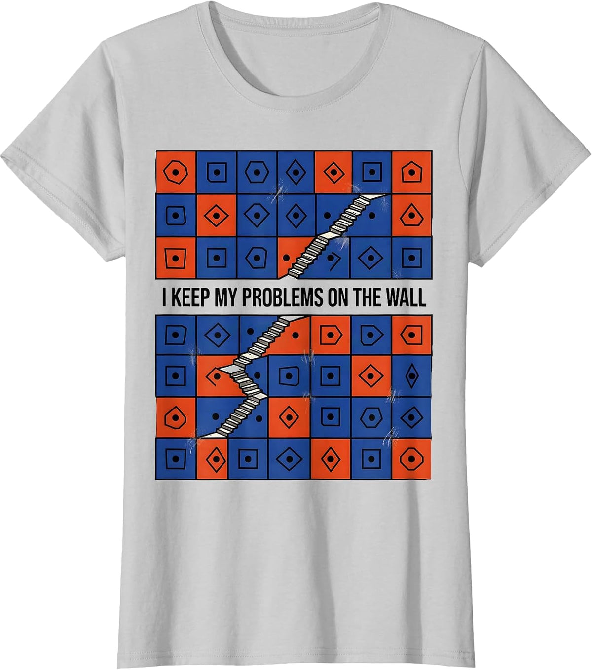 Women's I Keep My Problems On The Wall Funny Rock Climbing T-Shirt - Silver Grey