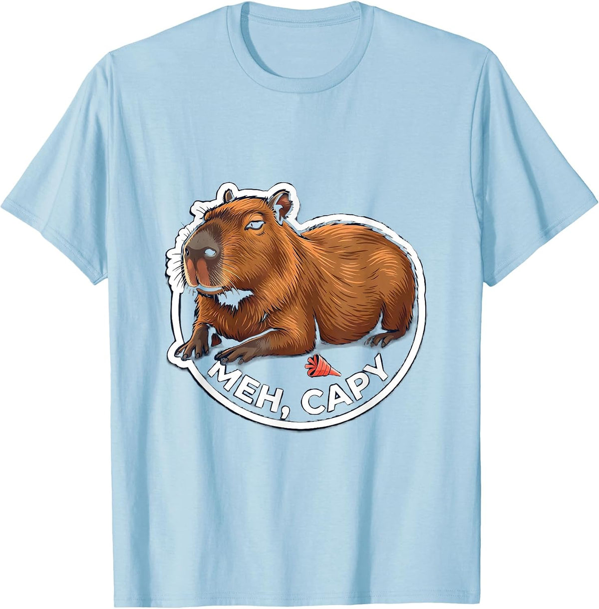 Meh Capy Funny Capybara Animal Meme Gamer T-Shirt - Baby Blue