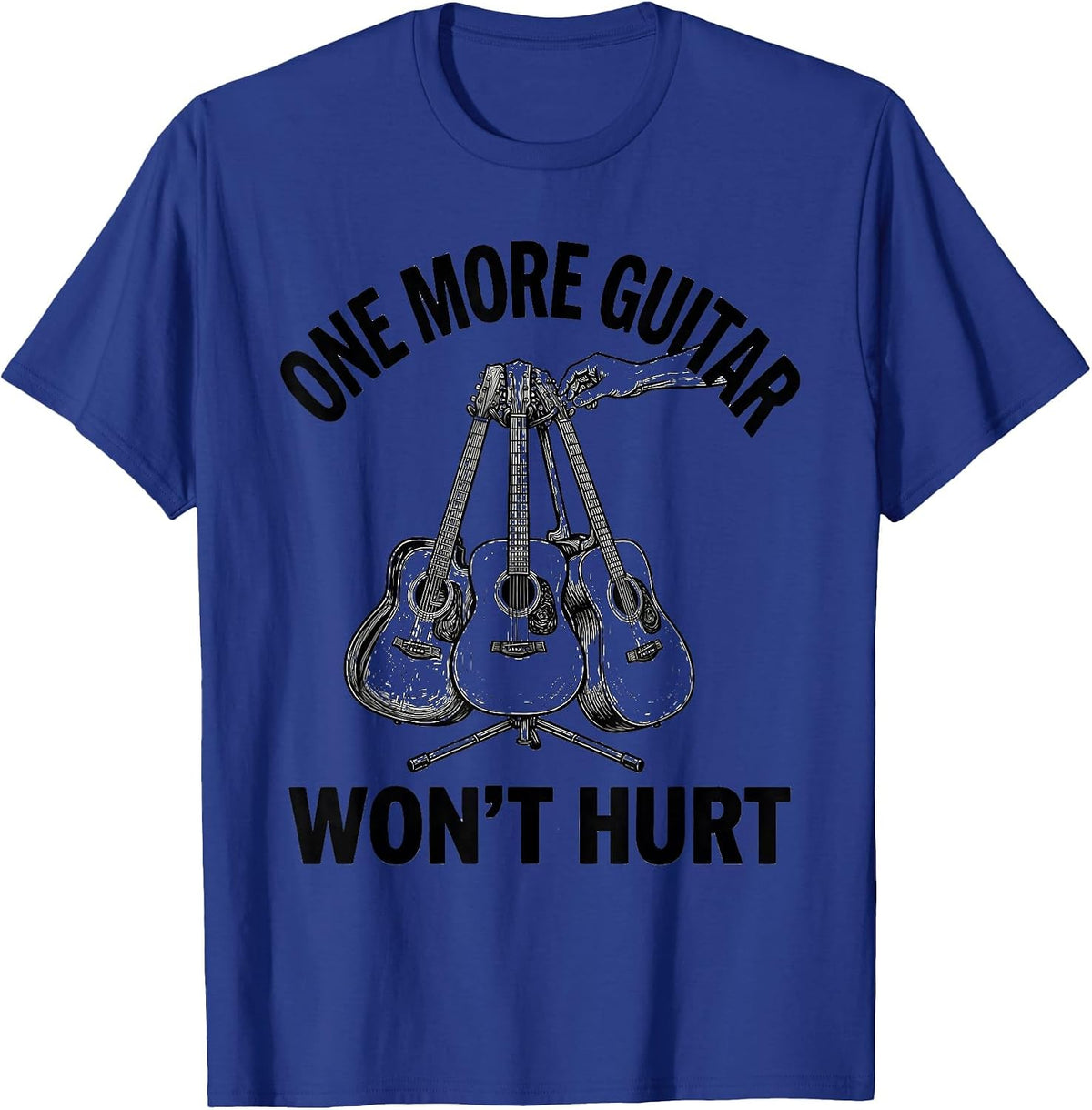 Men's One More Guitar Won't Hurt Funny Guitarist Rock Music Humor T-Shirt - Royal Blue