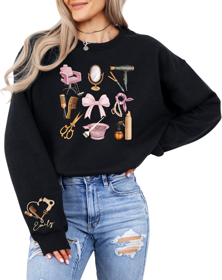 Hair Stylist Shirt, Personalized HairdresserSweatshirt, Cosmetology Salon Tools Sweatshirt Gift Multi - As Pictured