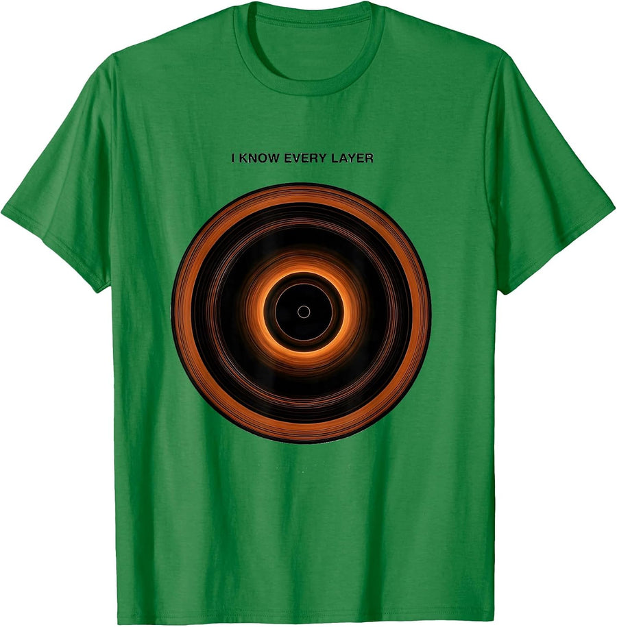 Men's I Know Every Layer Minimalist Black Hole Astrophysics T-Shirt - Kelly Green
