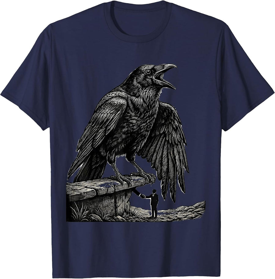 Black Crow Gothic Dark Humor Bird Lover Gift T-Shirt - Navy Blue