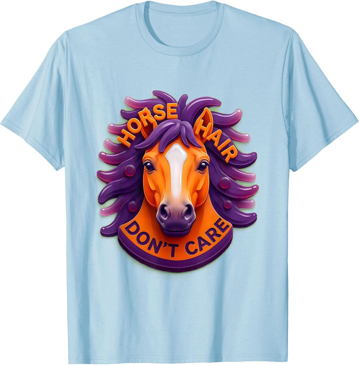 Men's Horse Hair Don't Care Funny Equestrian Design T-Shirt - Baby Blue