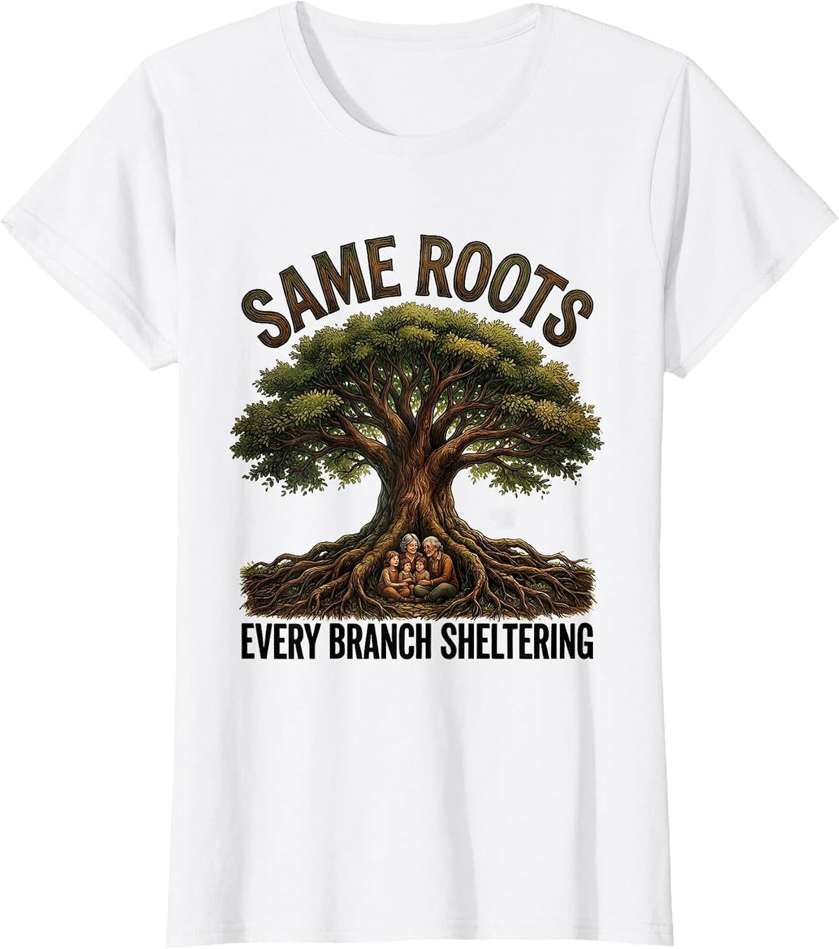 Same Roots Every Branch Sheltering Family Reunion Matching T-Shirt - White