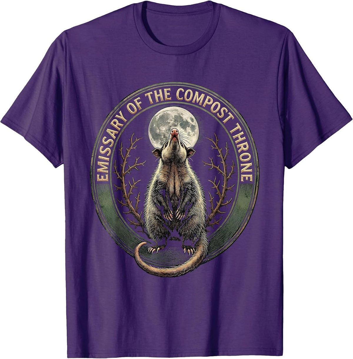 Men's Emissary Of The Compost Throne Vintage Opossum Halloween T-Shirt - Purple