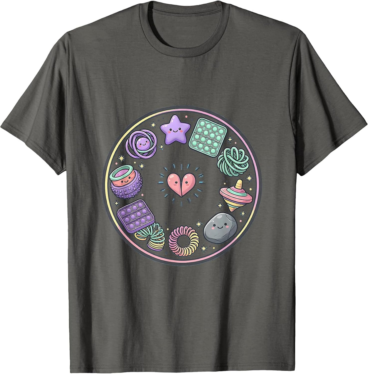 Men's Special Education Teacher Sensory Fidget Tools Design T-Shirt - Asphalt Grey