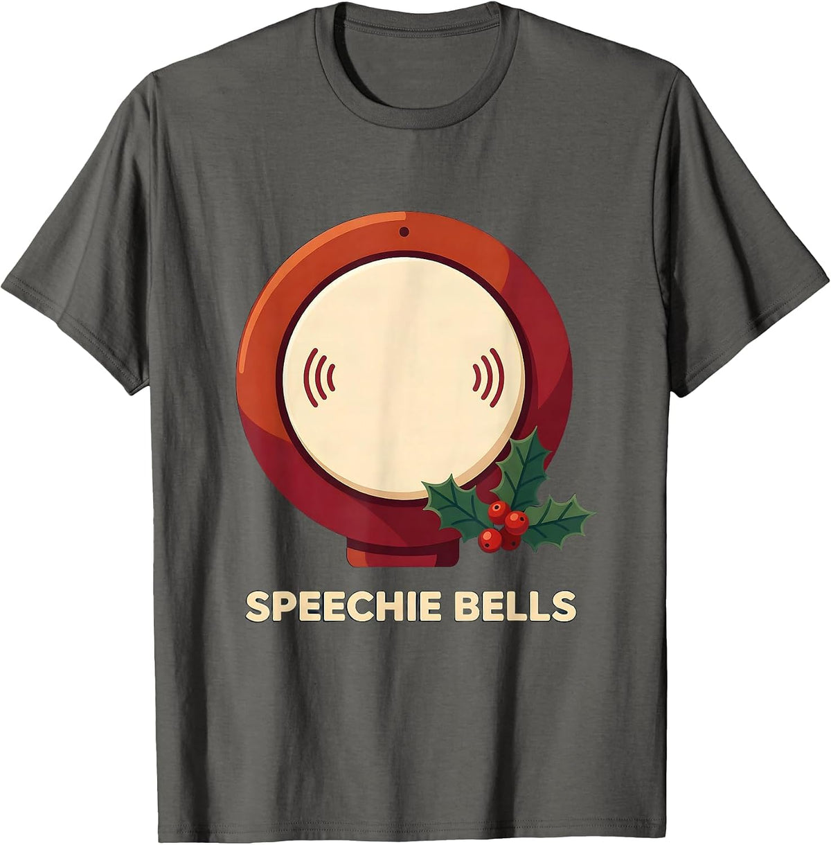 Men's Speechie Bells Funny Speech Therapist SLP Christmas Humor T-Shirt - Asphalt Grey