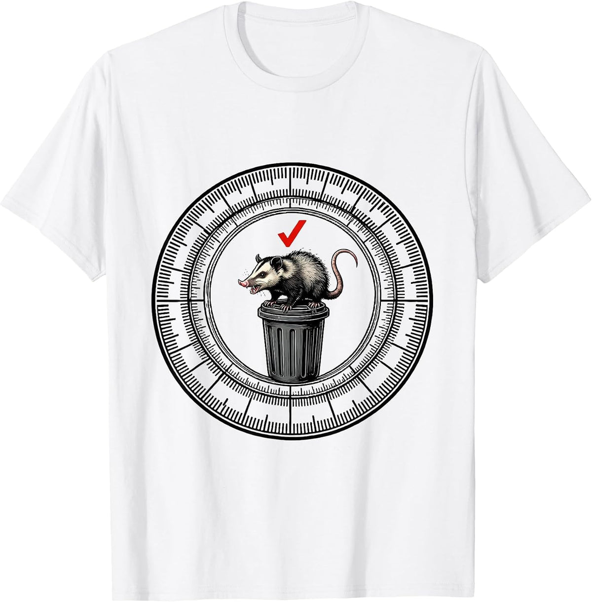 Men's Measuring Ring Opossum Absurdist Humor Animal Meme T-Shirt - White