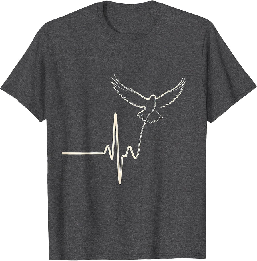 Men's 988 Suicide Prevention Lifeline Heartbeat Bird Flight T-Shirt - Dark Heather Grey
