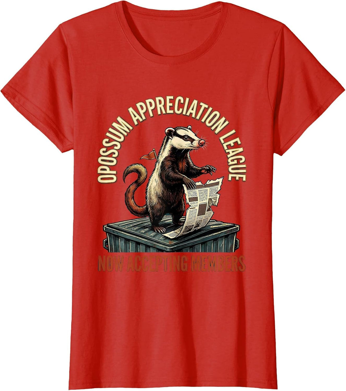 Opossum Appreciation League — Now Accepting Members Funny T-Shirt - Red