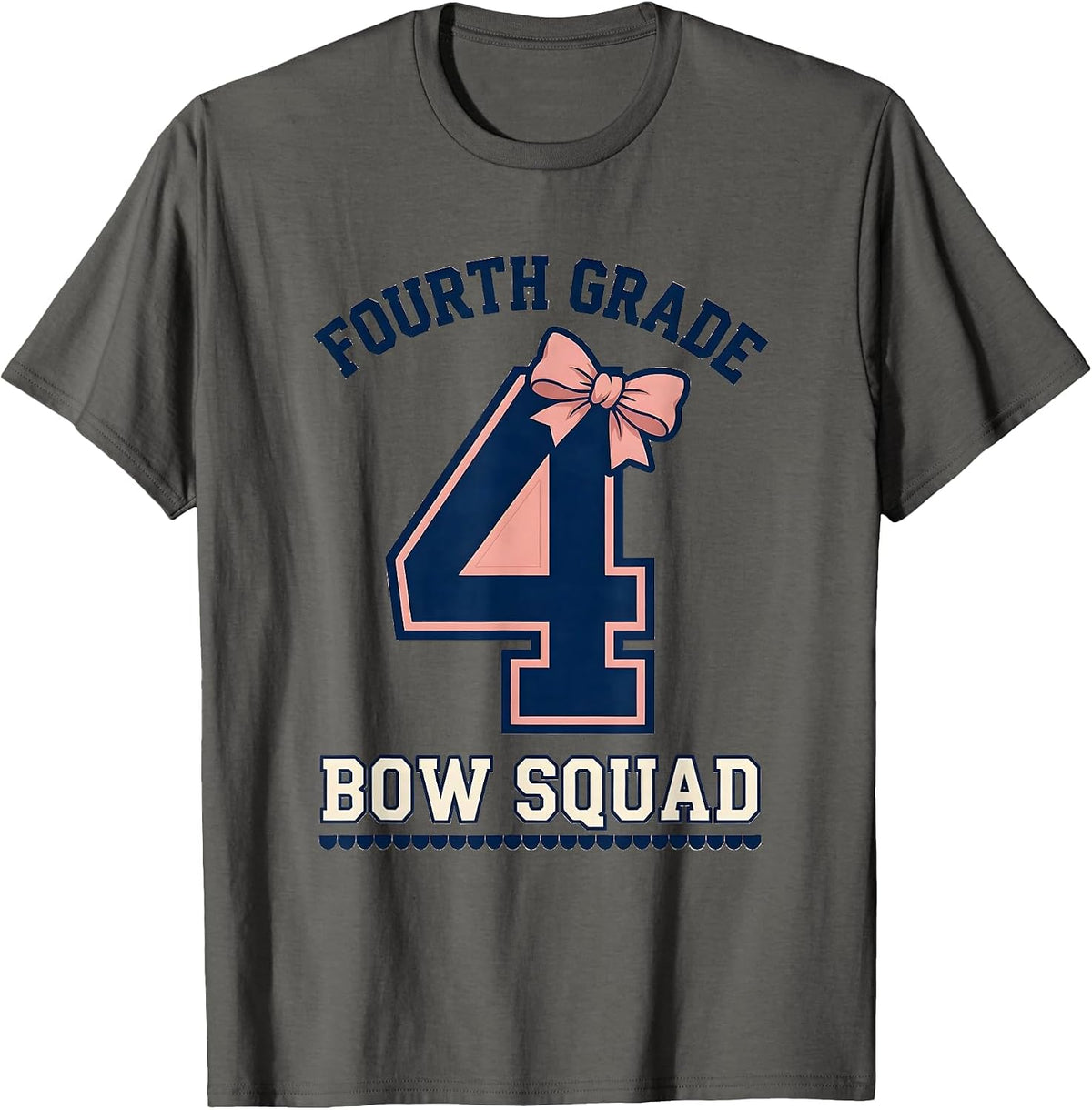 Men's Fourth Grade Bow Squad Coquette Bow Back To School Girl T-Shirt - Asphalt Grey
