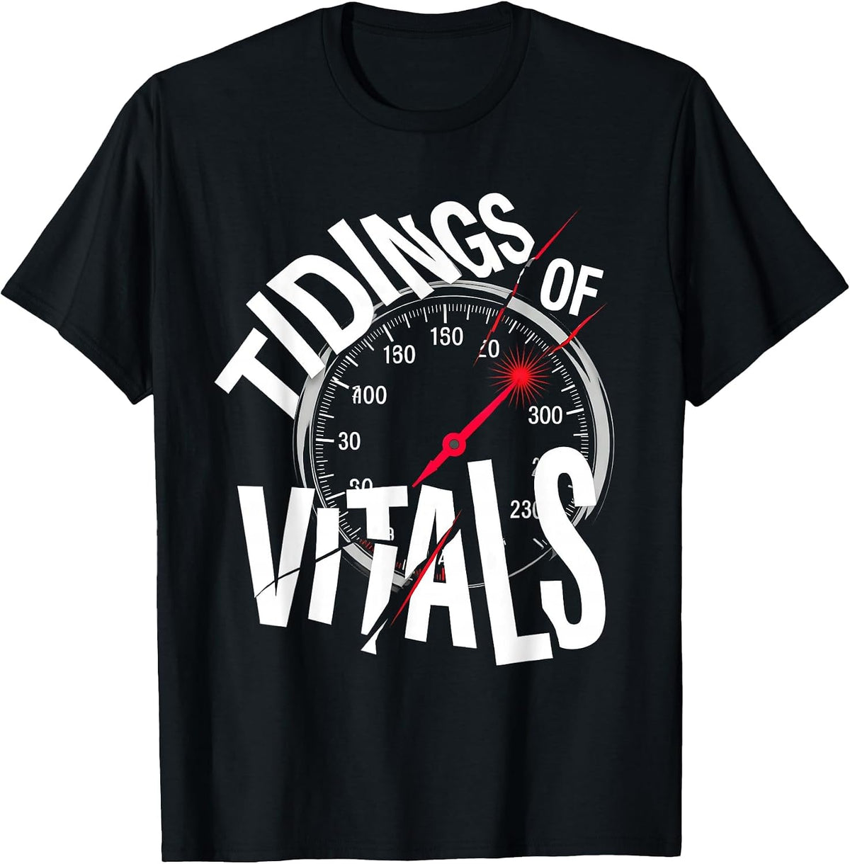 Men's Tidings Of Vitals New Wave Typography Medical Tech Christmas T-Shirt - Black