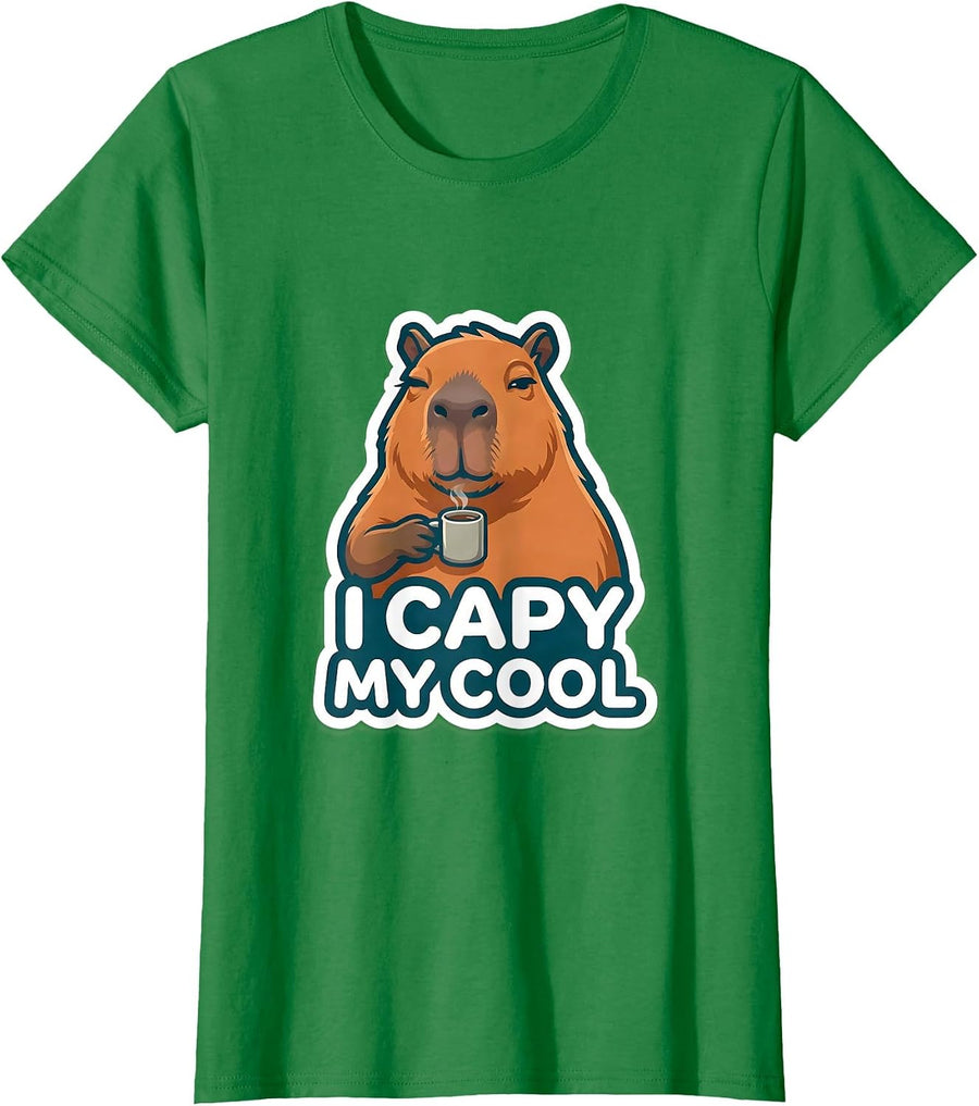 Women's I Capy My Cool Funny Capybara Meme Gamer T-Shirt - Kelly Green
