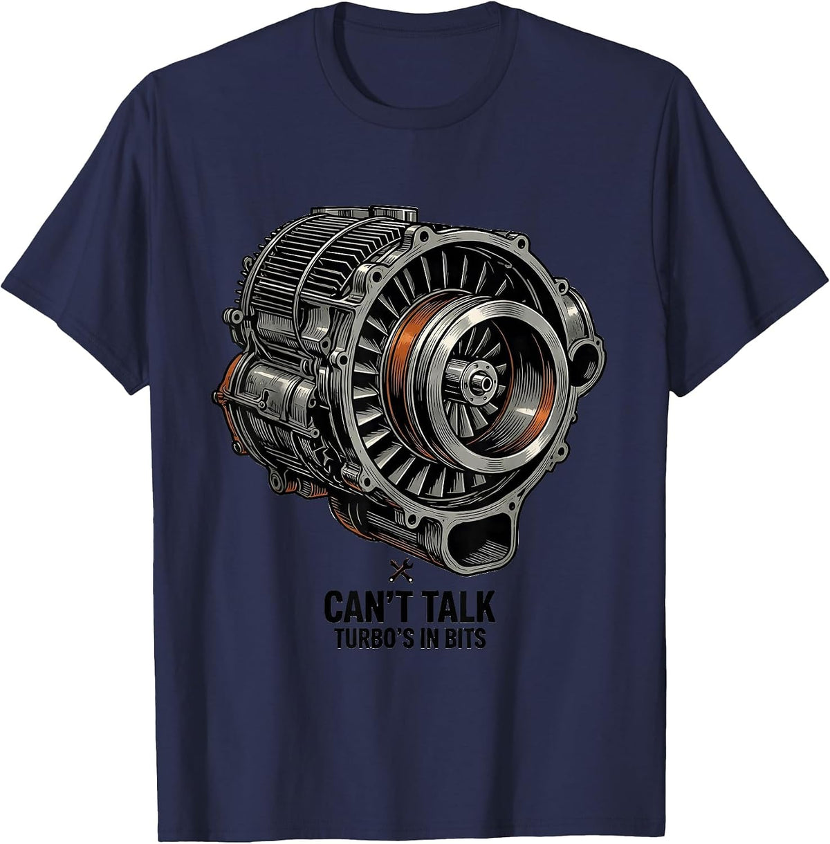 Men's Can't Talk Turbo's In Bits Funny Mechanic Garage Gift T-Shirt - Navy Blue