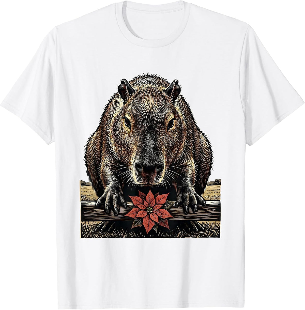 Men's Capybara Bow Christmas Humor Animal Lover Family T-Shirt - White