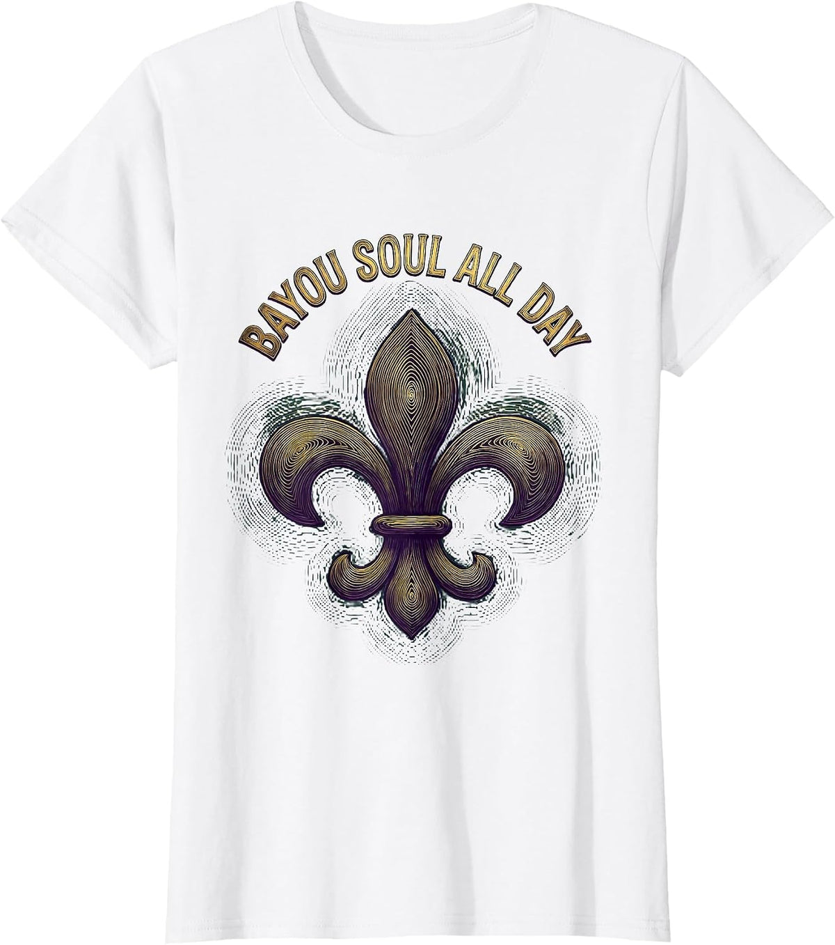 Bayou Soul All Day Mardi Gras Design T-Shirt - White