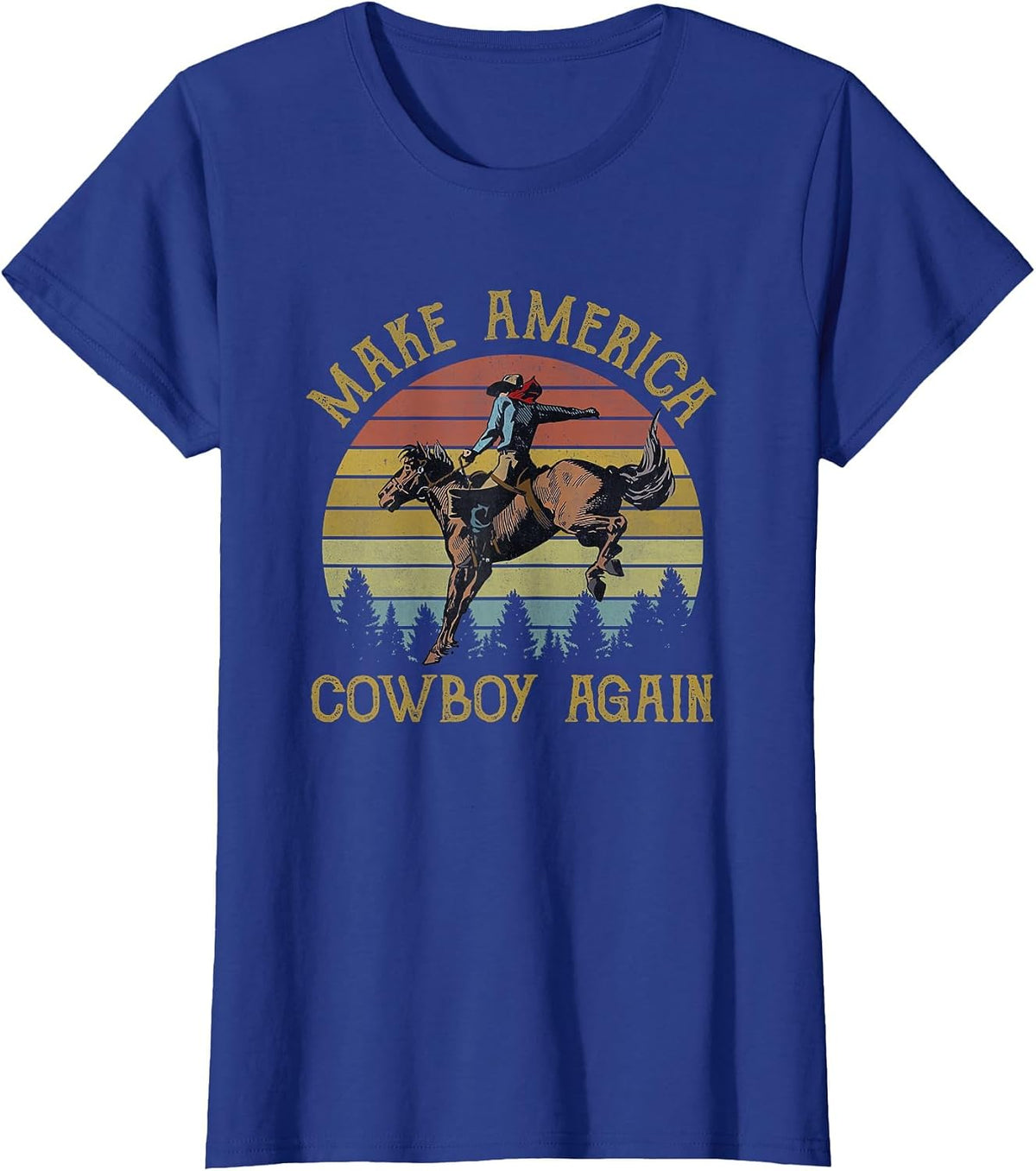 Makes America Back to a Cowboy Riding Horse Western Country T-Shirt - Royal Blue