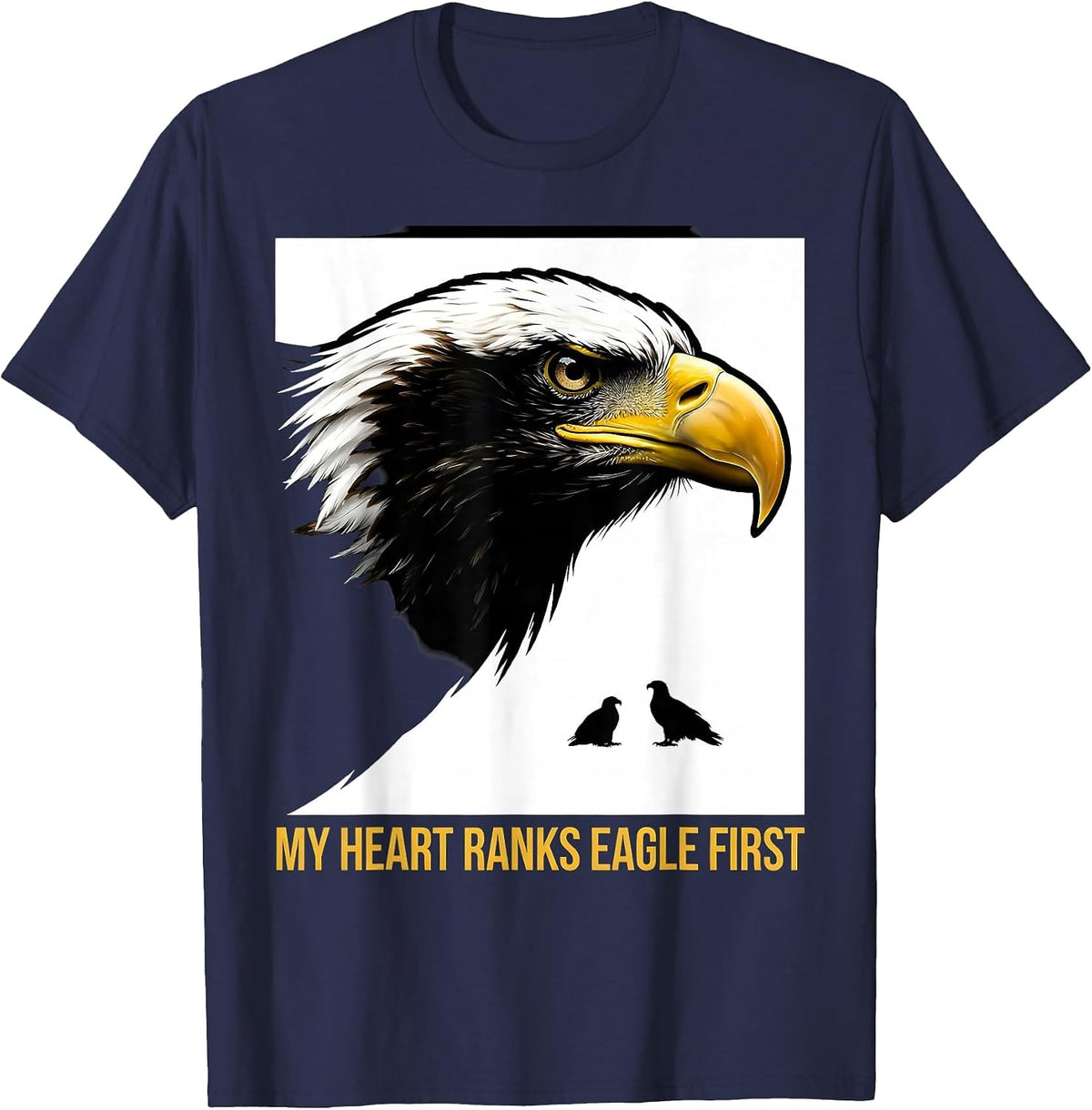 Men's My Heart Ranks Eagle First Playful Eagle Lover Wildlife T-Shirt - Navy Blue