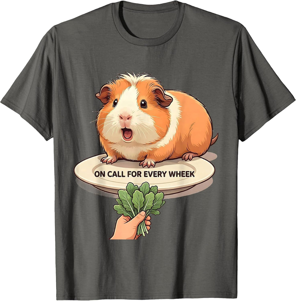 On Call For Every Wheek Cute Kawaii Guinea Pig Pet Lover T-Shirt - Asphalt Grey