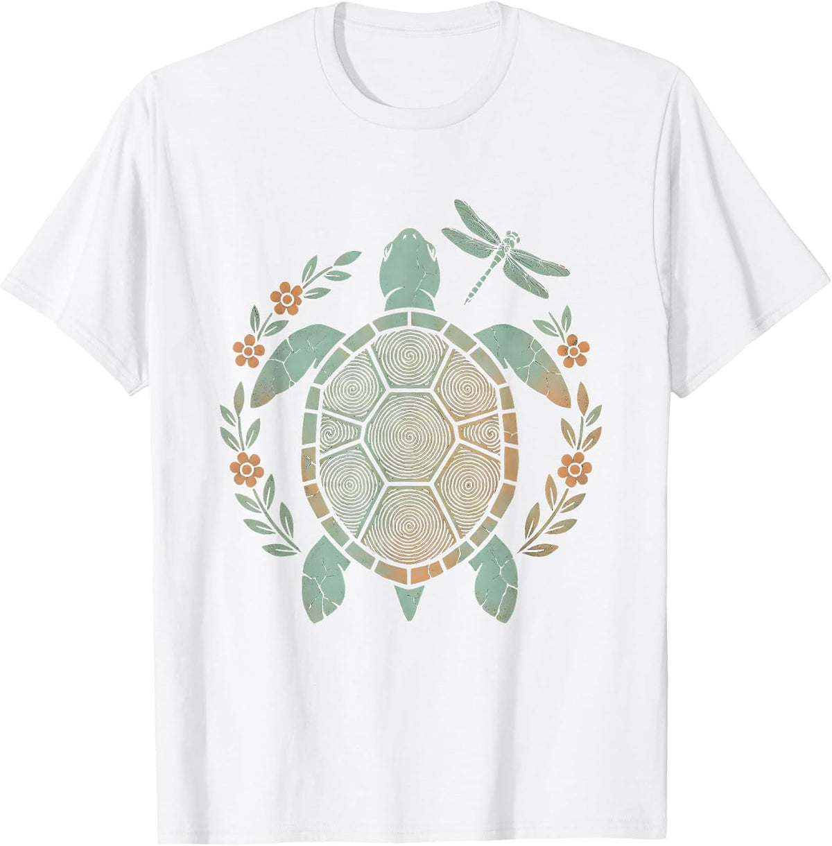 Men's Sea Turtle Tie Dye Spiral Shell Graphic T-Shirt - White