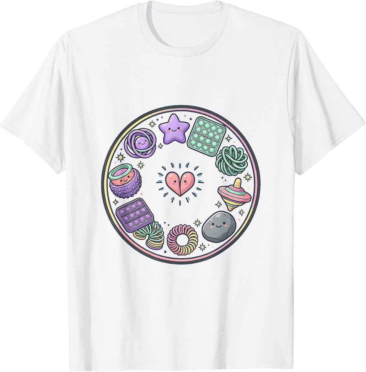 Men's Special Education Teacher Sensory Fidget Tools Design T-Shirt - White