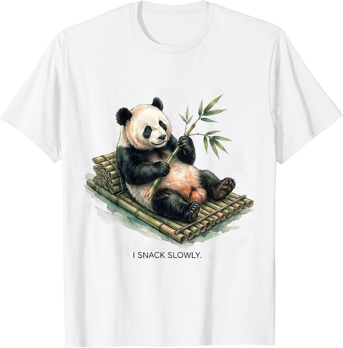 Men's I Snack Slowly Cute Panda Lover Humor Watercolor Gift T-Shirt - White
